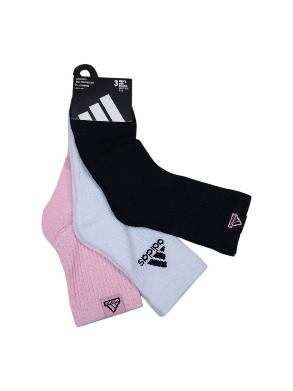 Adidas Mens Cushioned High Quarter Socks 3-Pack Large Shoe Size 6-12 - Picture 9 of 9